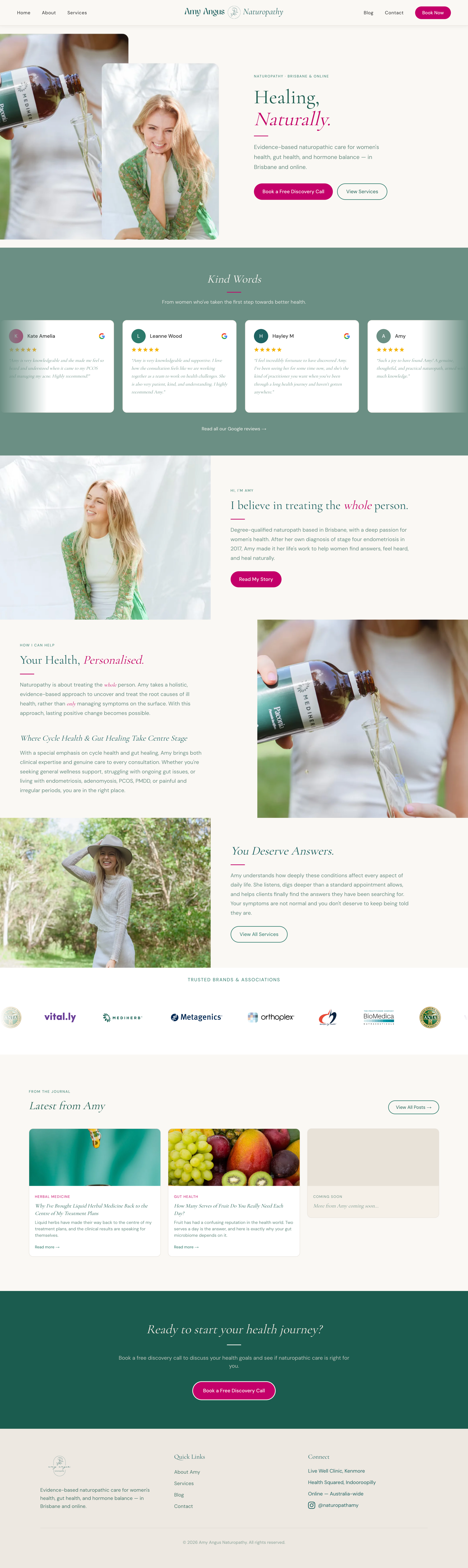 Amy Angus Naturopathy website preview