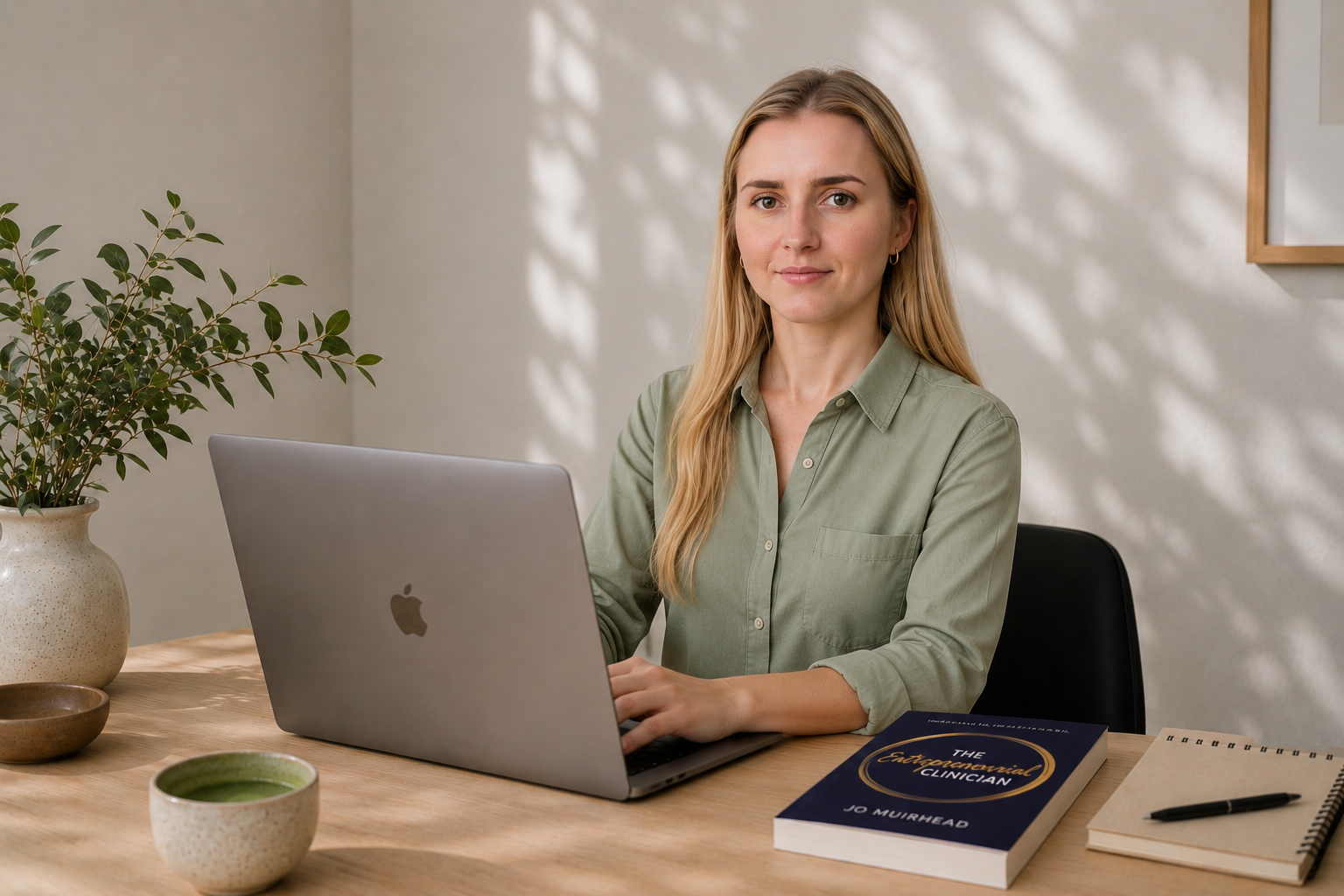 Kate from Make It Media working at her laptop